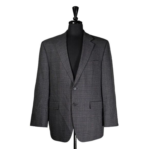Chaps Other - Chaps Ralph Lauren Mens Blazer Gray Check Lambswool Lined Jacket Sport Coat 40S